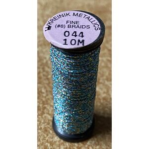Kreinik #8 Fine Braid Metallic Thread - 10m - 044 Confetti Blue